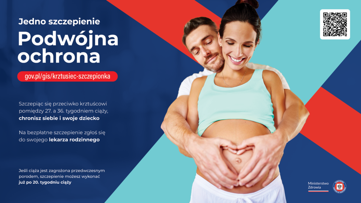 plakat szczepienia ochronne krztusiec dla kobiet w ciąży