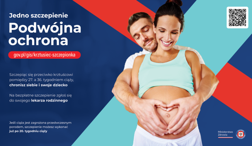 plakat szczepienia ochronne krztusiec dla kobiet w ciąży