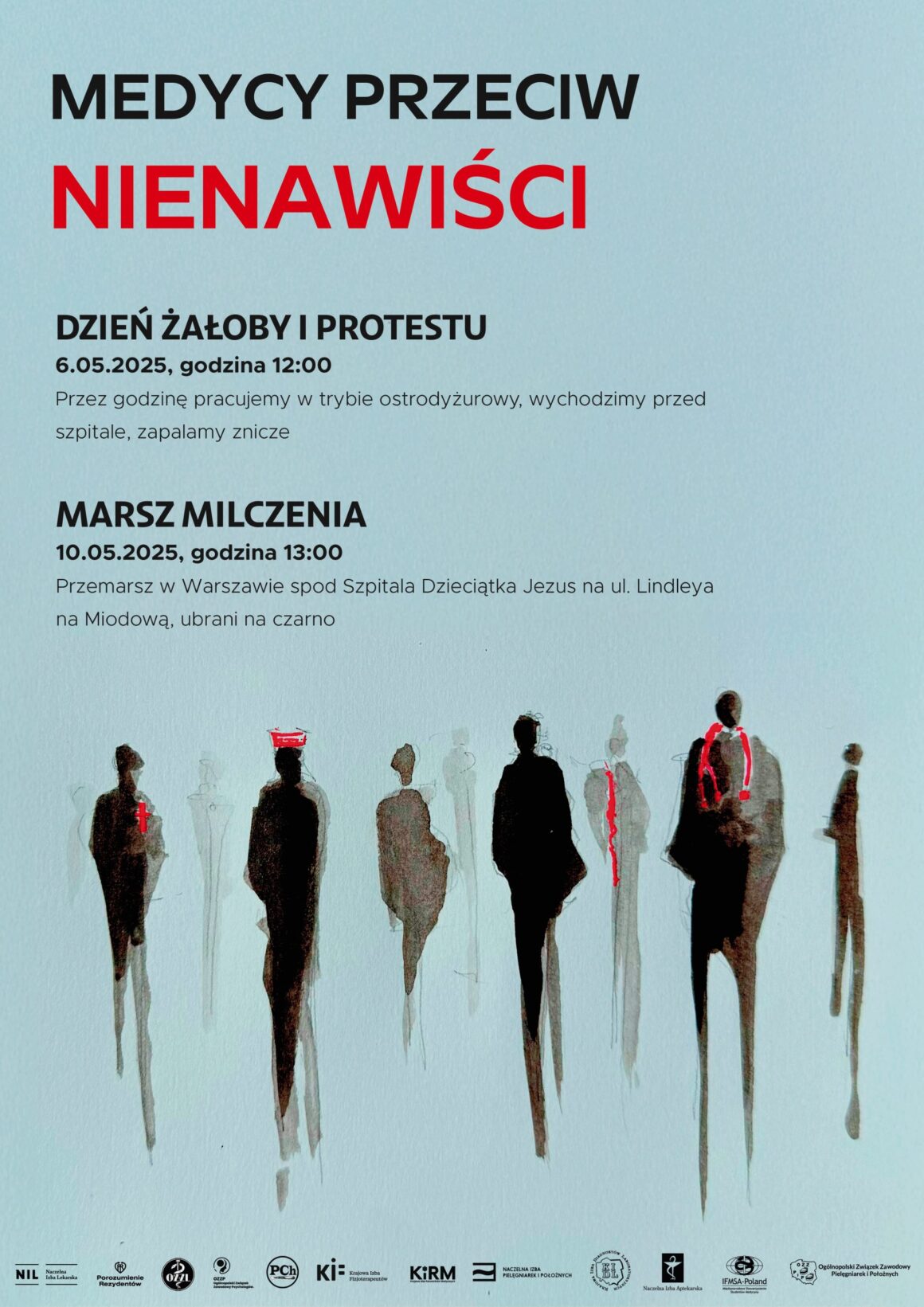 Przeciwko nienawiści – w hołdzie zamordowanemu lekarzowi i w obronie bezpieczeństwa medyków – czarny marsz milczenia medyków